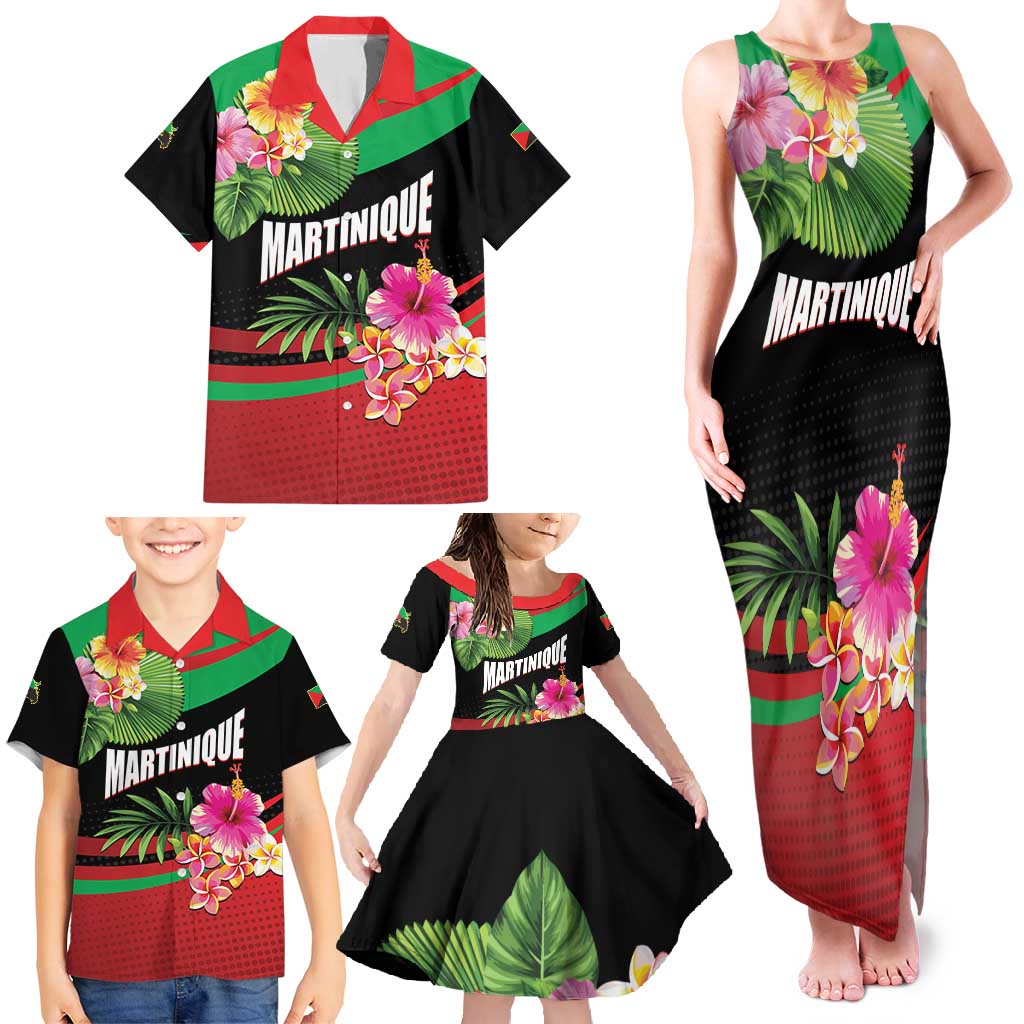 Personalized Martinique Tropical Flower Family Matching Tank Maxi Dress and Hawaiian Shirt Matinik Beautiful Island