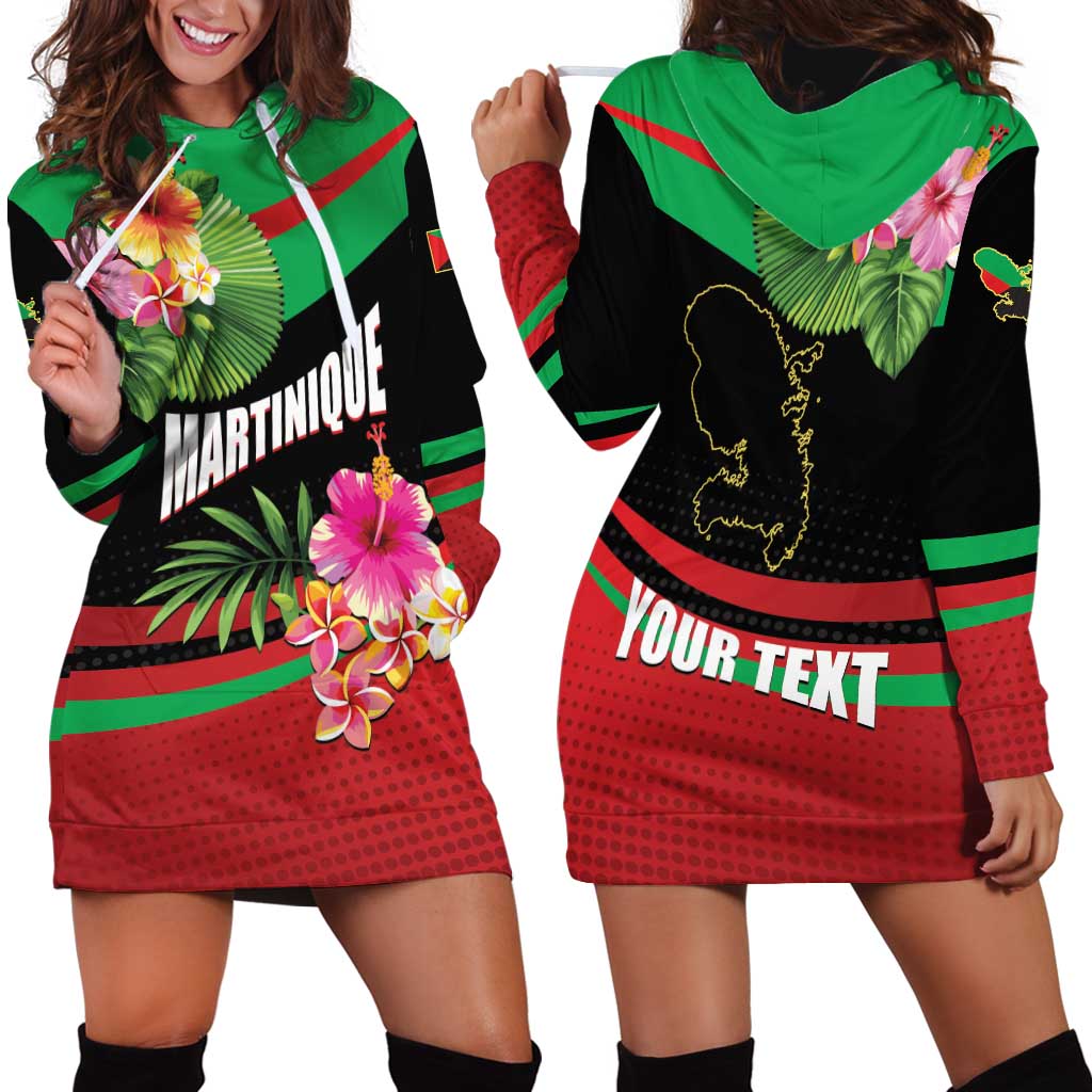 Personalized Martinique Tropical Flower Hoodie Dress Matinik Beautiful Island