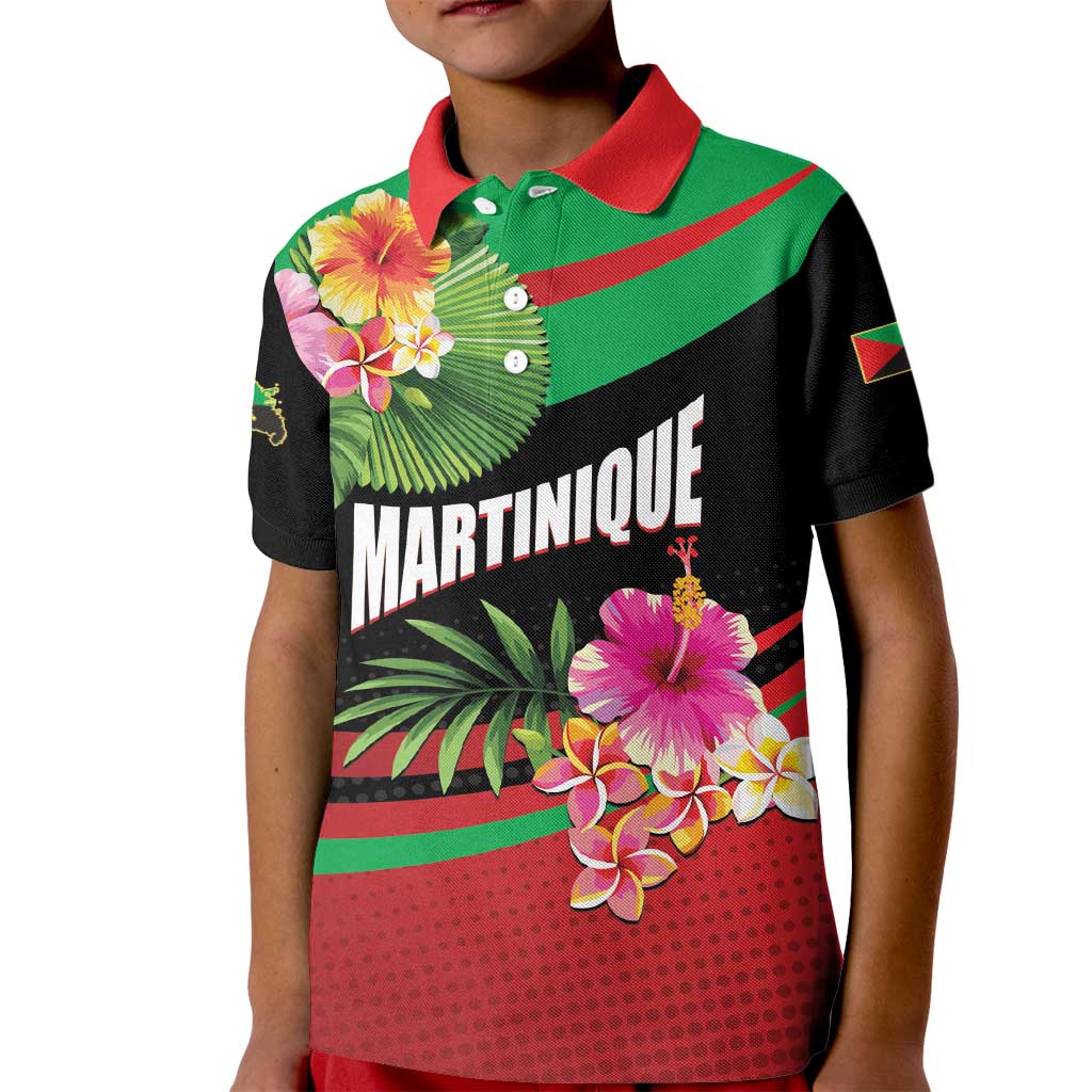 Personalized Martinique Tropical Flower Kid Polo Shirt Matinik Beautiful Island