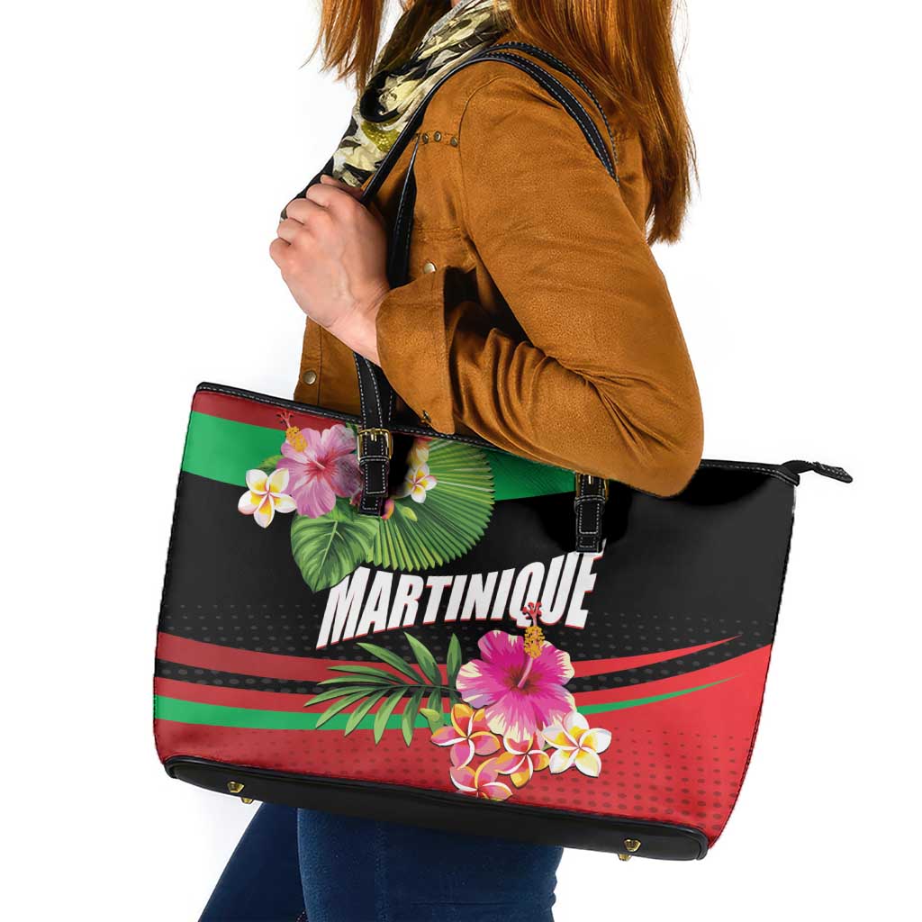 Personalized Martinique Tropical Flower Leather Tote Bag Matinik Beautiful Island