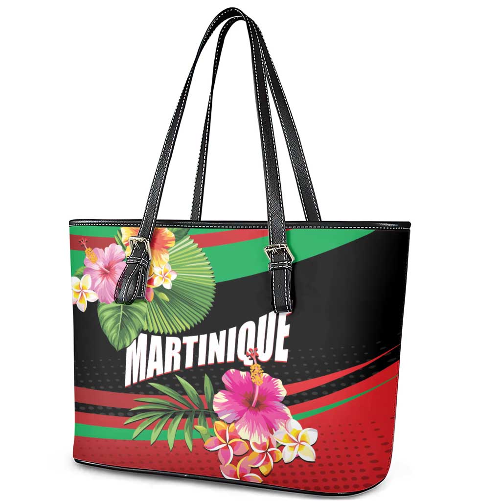 Personalized Martinique Tropical Flower Leather Tote Bag Matinik Beautiful Island