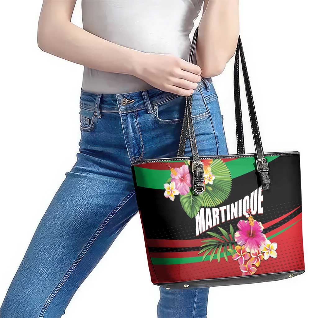 Personalized Martinique Tropical Flower Leather Tote Bag Matinik Beautiful Island