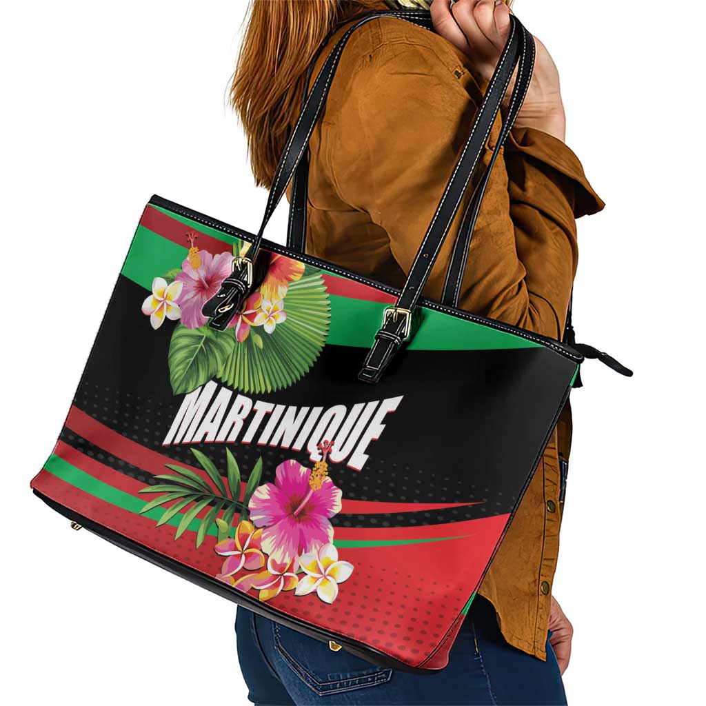 Personalized Martinique Tropical Flower Leather Tote Bag Matinik Beautiful Island