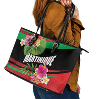 Personalized Martinique Tropical Flower Leather Tote Bag Matinik Beautiful Island