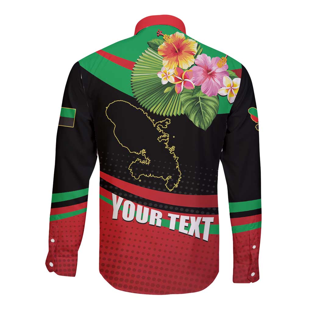 Personalized Martinique Tropical Flower Long Sleeve Button Shirt Matinik Beautiful Island