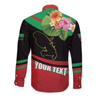 Personalized Martinique Tropical Flower Long Sleeve Button Shirt Matinik Beautiful Island