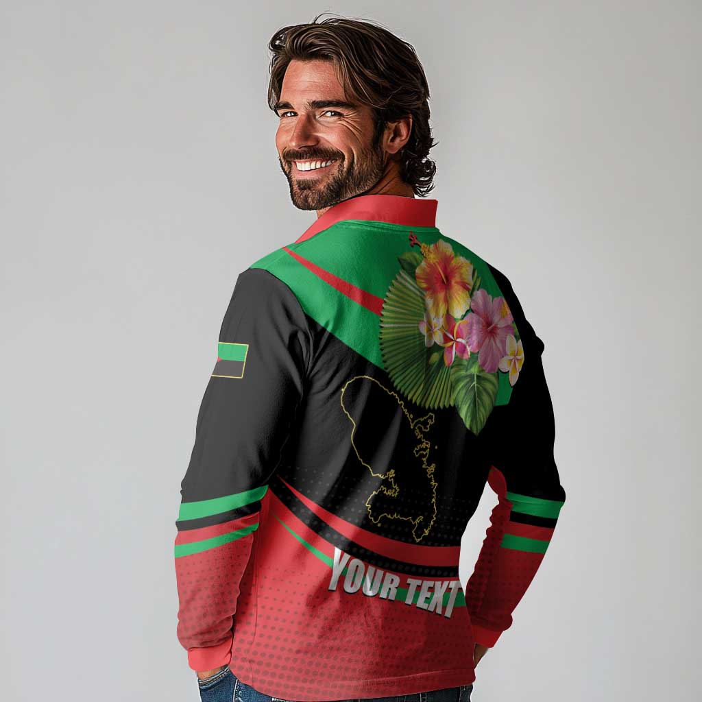 Personalized Martinique Tropical Flower Long Sleeve Polo Shirt Matinik Beautiful Island