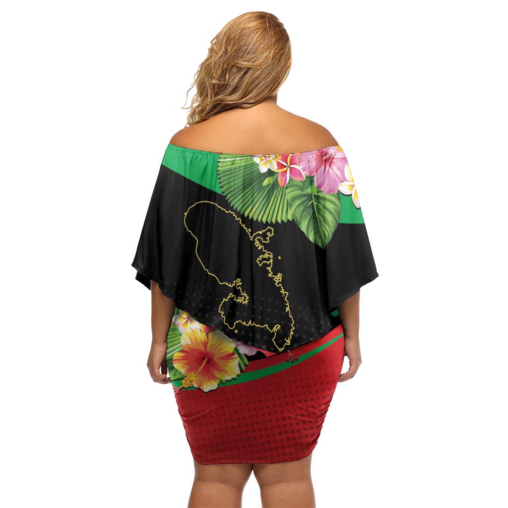 Personalized Martinique Tropical Flower Off Shoulder Short Dress Matinik Beautiful Island