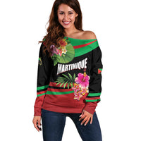 Personalized Martinique Tropical Flower Off Shoulder Sweater Matinik Beautiful Island