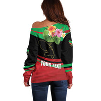 Personalized Martinique Tropical Flower Off Shoulder Sweater Matinik Beautiful Island