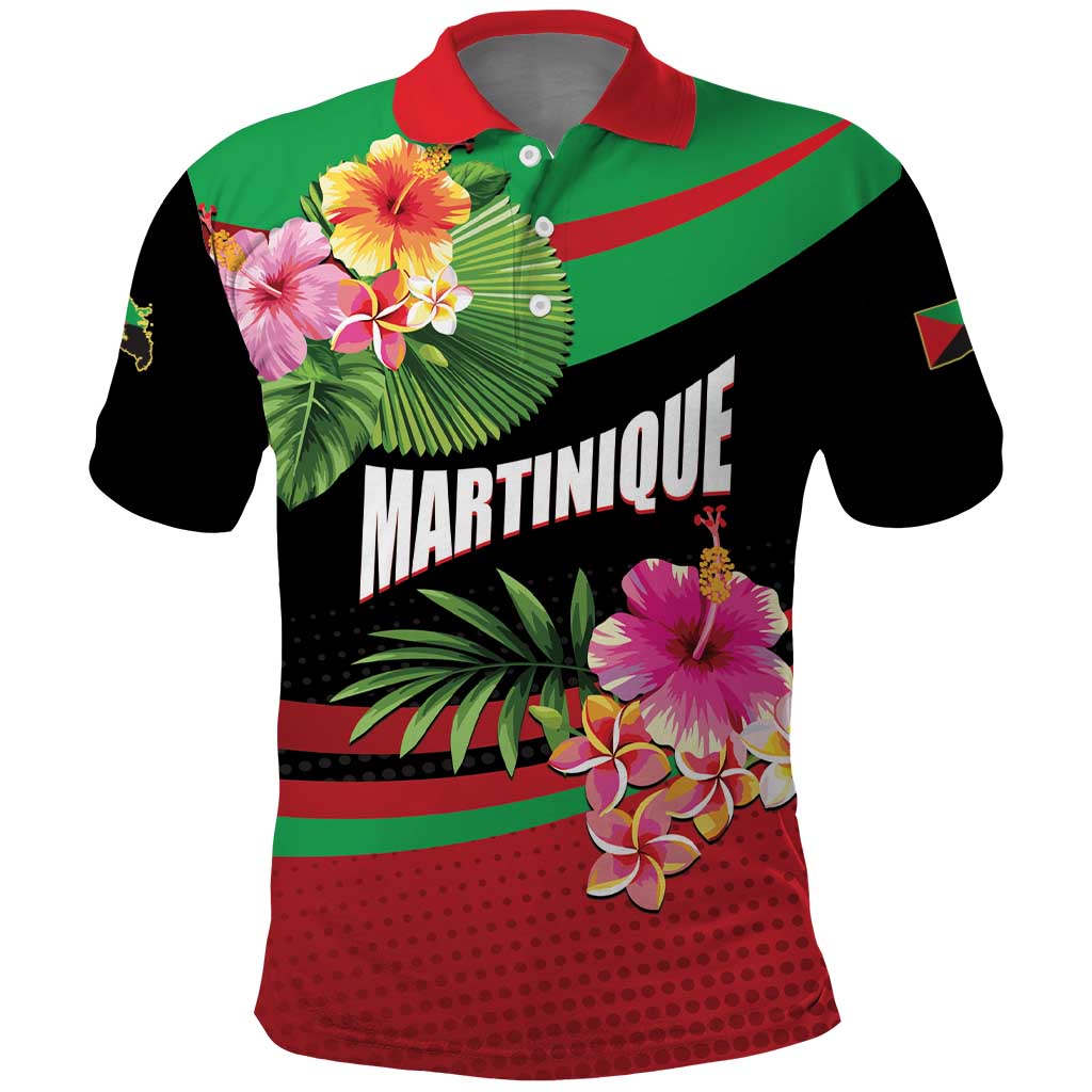 Personalized Martinique Tropical Flower Polo Shirt Matinik Beautiful Island