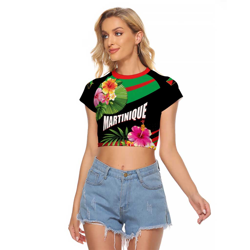 Personalized Martinique Tropical Flower Raglan Cropped T Shirt Matinik Beautiful Island