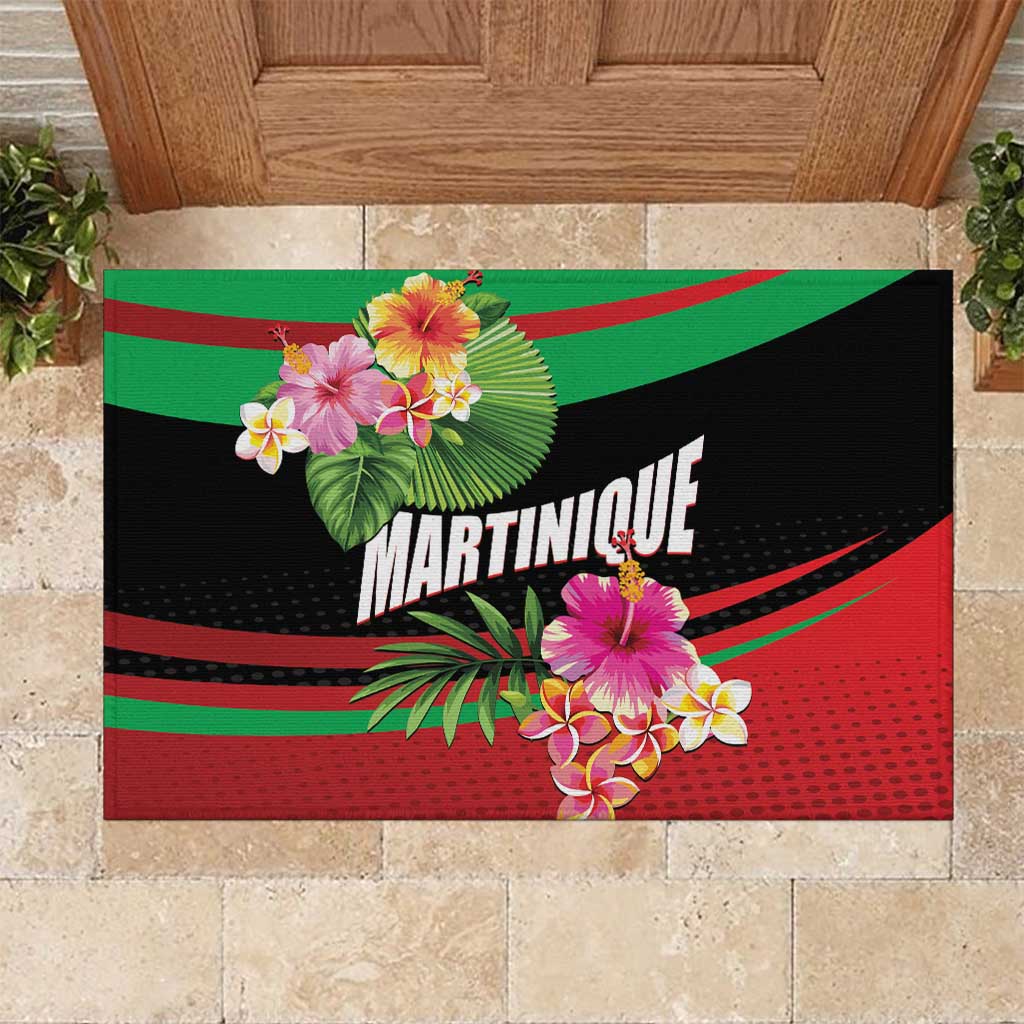 Personalized Martinique Tropical Flower Rubber Doormat Matinik Beautiful Island