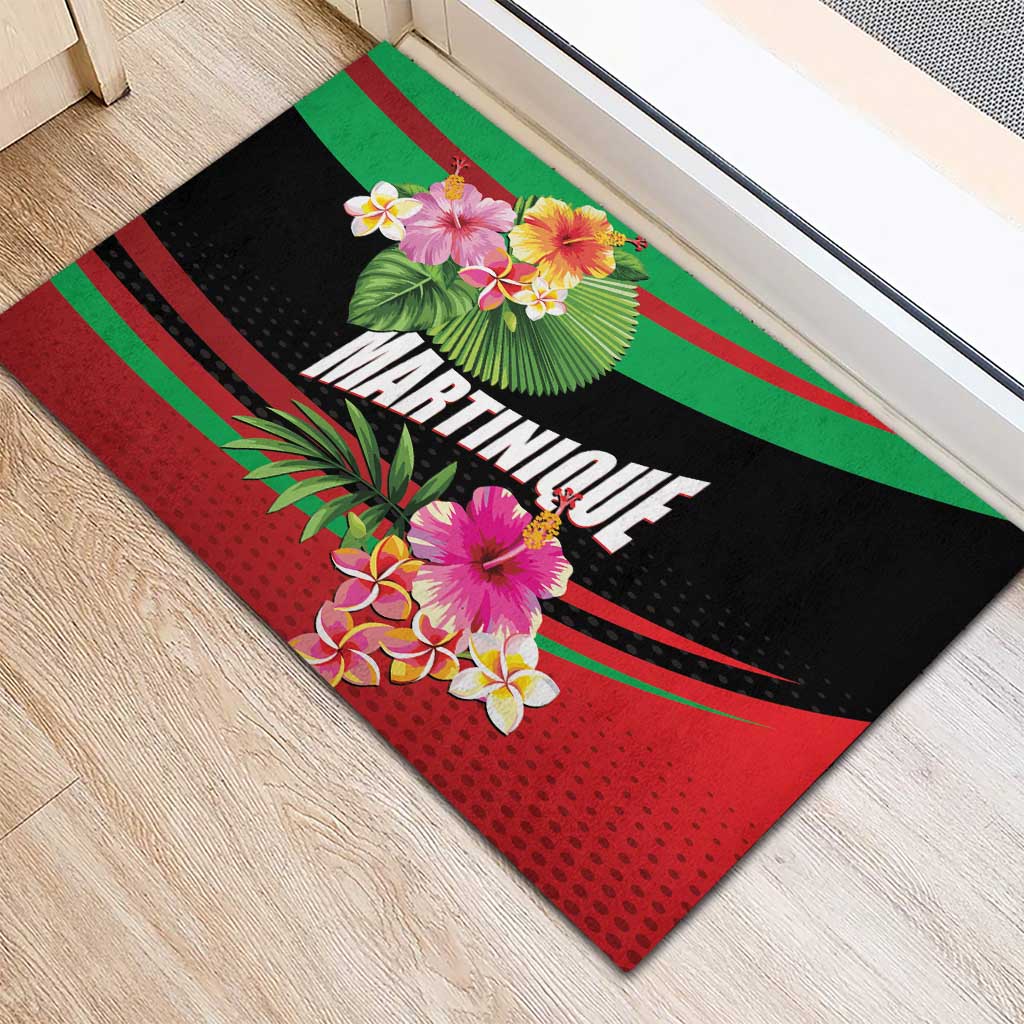 Personalized Martinique Tropical Flower Rubber Doormat Matinik Beautiful Island