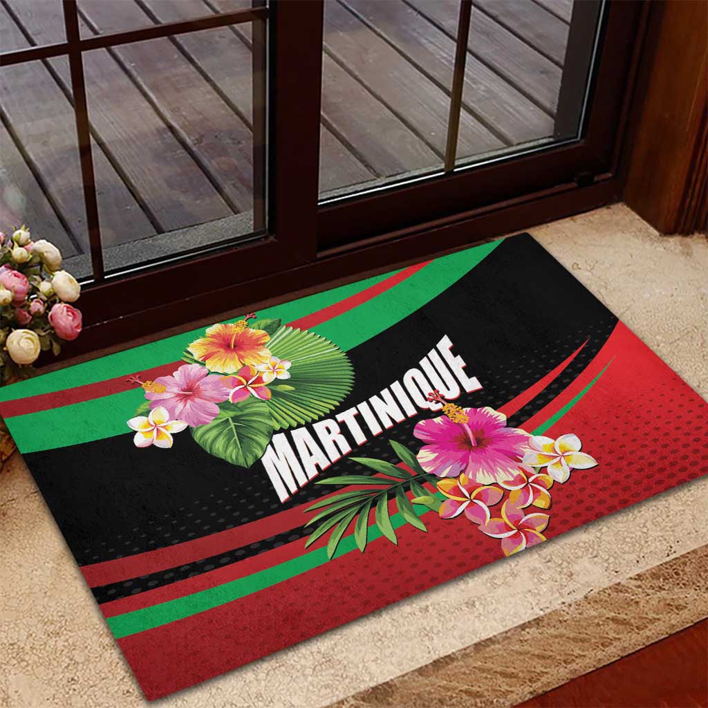 Personalized Martinique Tropical Flower Rubber Doormat Matinik Beautiful Island