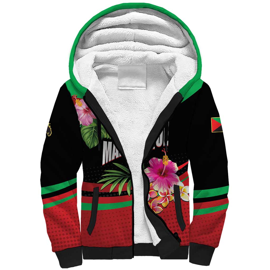 Personalized Martinique Tropical Flower Sherpa Hoodie Matinik Beautiful Island