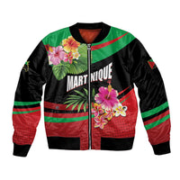 Personalized Martinique Tropical Flower Sleeve Zip Bomber Jacket Matinik Beautiful Island