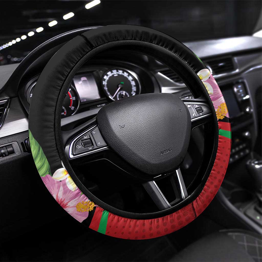 Martinique Tropical Flower Steering Wheel Cover Matinik Beautiful Island