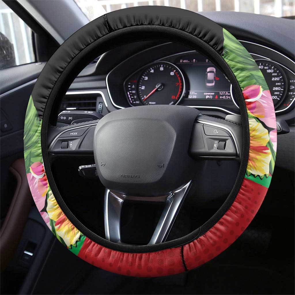 Martinique Tropical Flower Steering Wheel Cover Matinik Beautiful Island