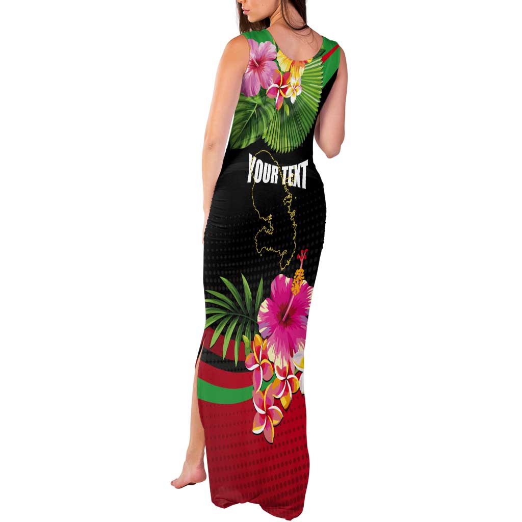 Personalized Martinique Tropical Flower Tank Maxi Dress Matinik Beautiful Island