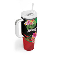 Personalized Martinique Tropical Flower Tumbler With Handle Matinik Beautiful Island
