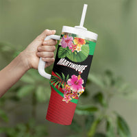 Personalized Martinique Tropical Flower Tumbler With Handle Matinik Beautiful Island