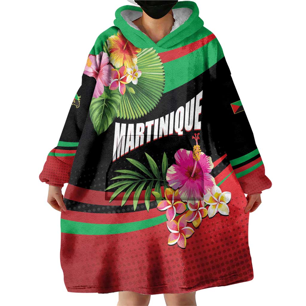 Personalized Martinique Tropical Flower Wearable Blanket Hoodie Matinik Beautiful Island