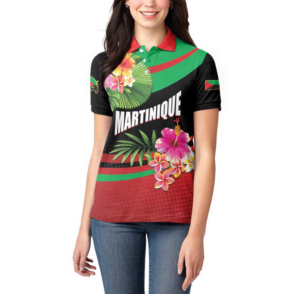 Personalized Martinique Tropical Flower Women Polo Shirt Matinik Beautiful Island