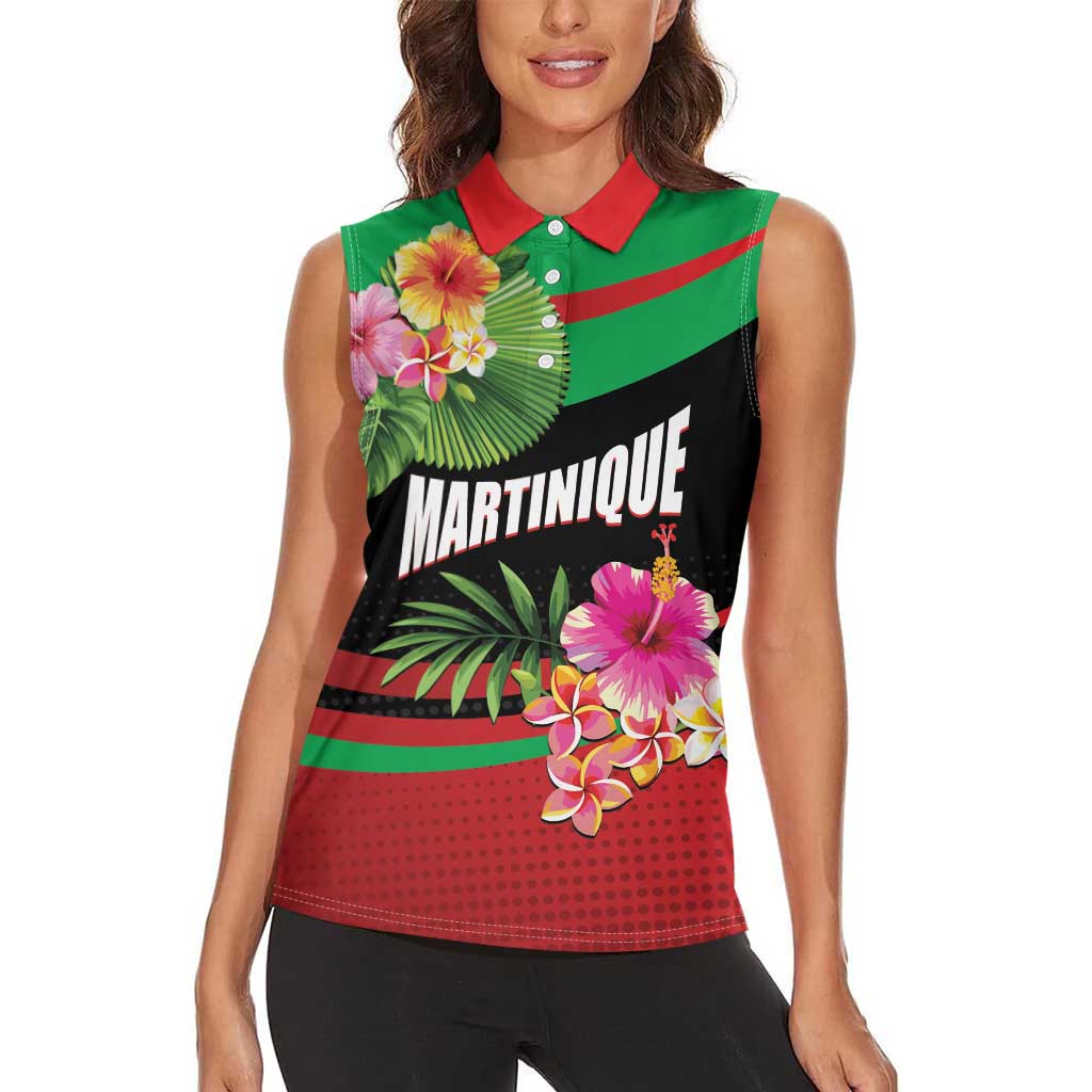Personalized Martinique Tropical Flower Women Sleeveless Polo Shirt Matinik Beautiful Island