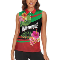 Personalized Martinique Tropical Flower Women Sleeveless Polo Shirt Matinik Beautiful Island
