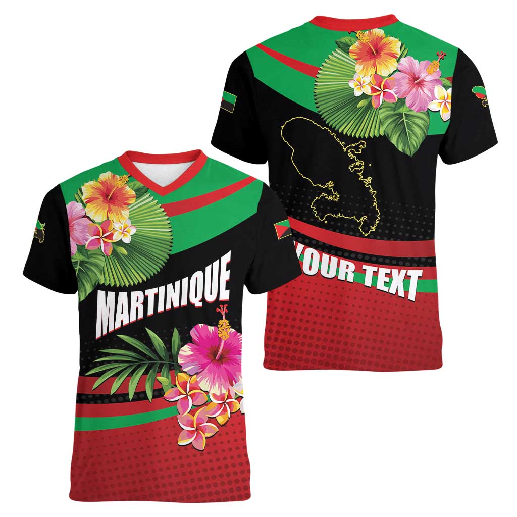 Personalized Martinique Tropical Flower Women V-Neck T-Shirt Matinik Beautiful Island