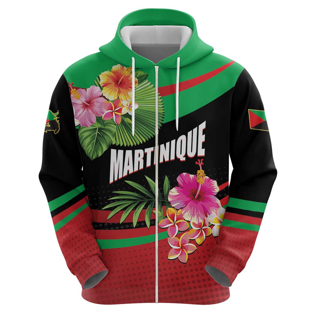 Personalized Martinique Tropical Flower Zip Hoodie Matinik Beautiful Island