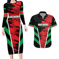 Custom Football Martinique Couples Matching Long Sleeve Bodycon Dress and Hawaiian Shirt Les Matinino Go Champion