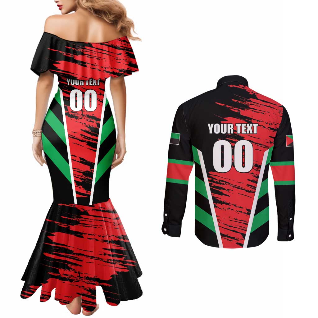 Custom Football Martinique Couples Matching Mermaid Dress and Long Sleeve Button Shirt Les Matinino Go Champion