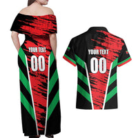 Custom Football Martinique Couples Matching Off Shoulder Maxi Dress and Hawaiian Shirt Les Matinino Go Champion