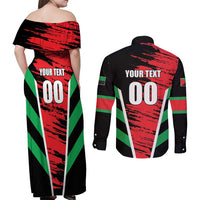 Custom Football Martinique Couples Matching Off Shoulder Maxi Dress and Long Sleeve Button Shirt Les Matinino Go Champion