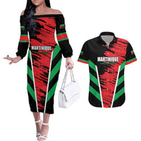 Custom Football Martinique Couples Matching Off The Shoulder Long Sleeve Dress and Hawaiian Shirt Les Matinino Go Champion