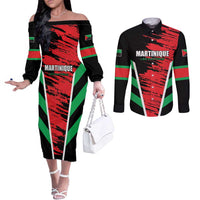 Custom Football Martinique Couples Matching Off The Shoulder Long Sleeve Dress and Long Sleeve Button Shirt Les Matinino Go Champion