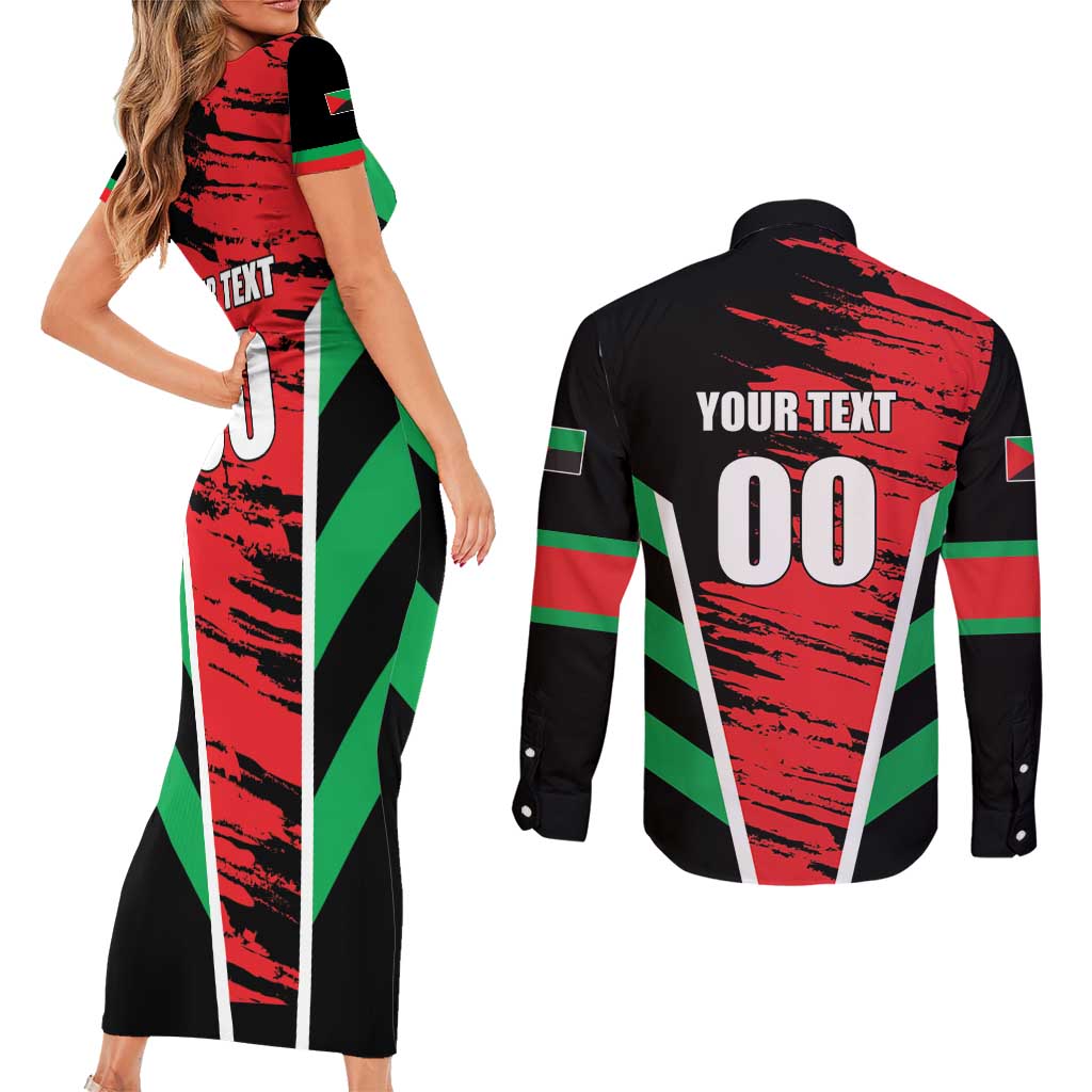 Custom Football Martinique Couples Matching Short Sleeve Bodycon Dress and Long Sleeve Button Shirt Les Matinino Go Champion