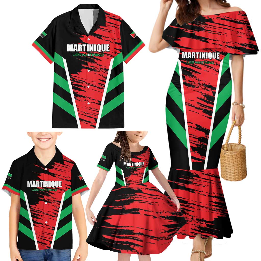Custom Football Martinique Family Matching Mermaid Dress and Hawaiian Shirt Les Matinino Go Champion