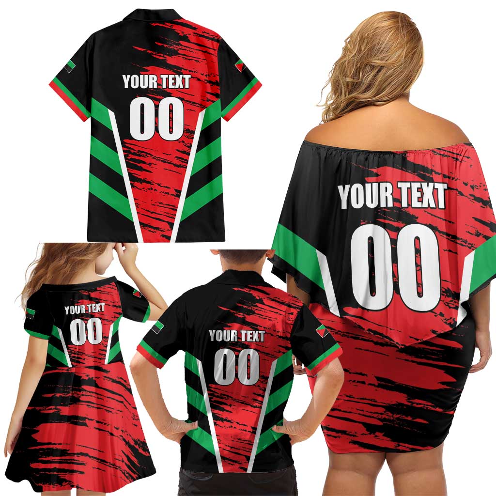 Custom Football Martinique Family Matching Off Shoulder Short Dress and Hawaiian Shirt Les Matinino Go Champion