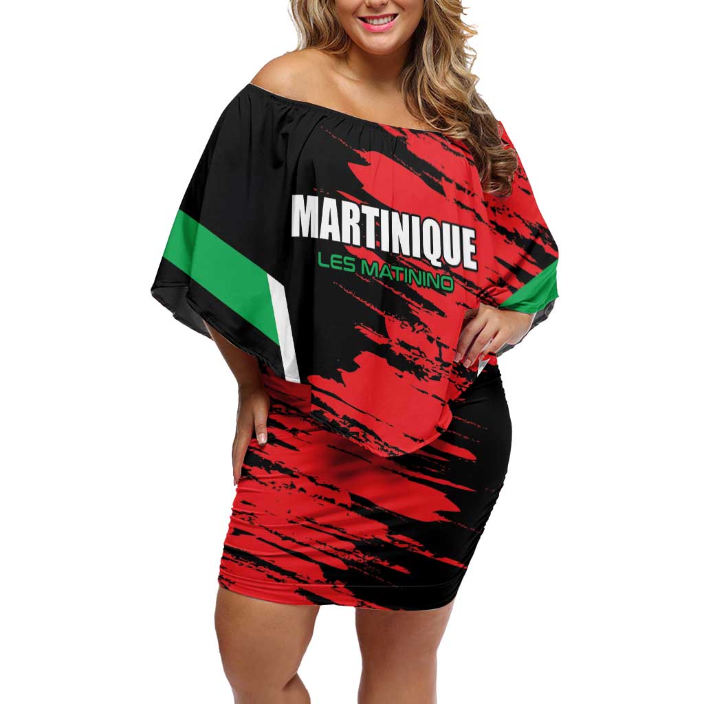 Custom Football Martinique Family Matching Off Shoulder Short Dress and Hawaiian Shirt Les Matinino Go Champion