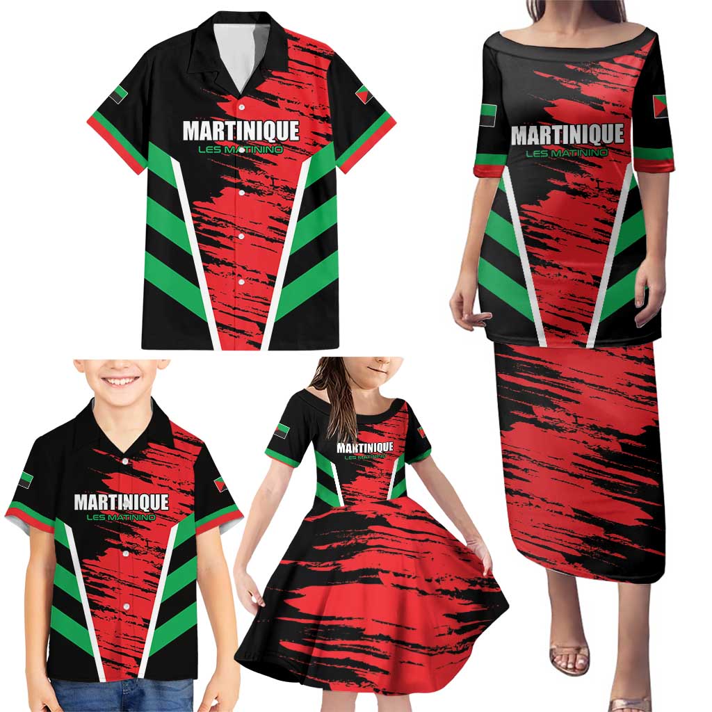 Custom Football Martinique Family Matching Puletasi and Hawaiian Shirt Les Matinino Go Champion