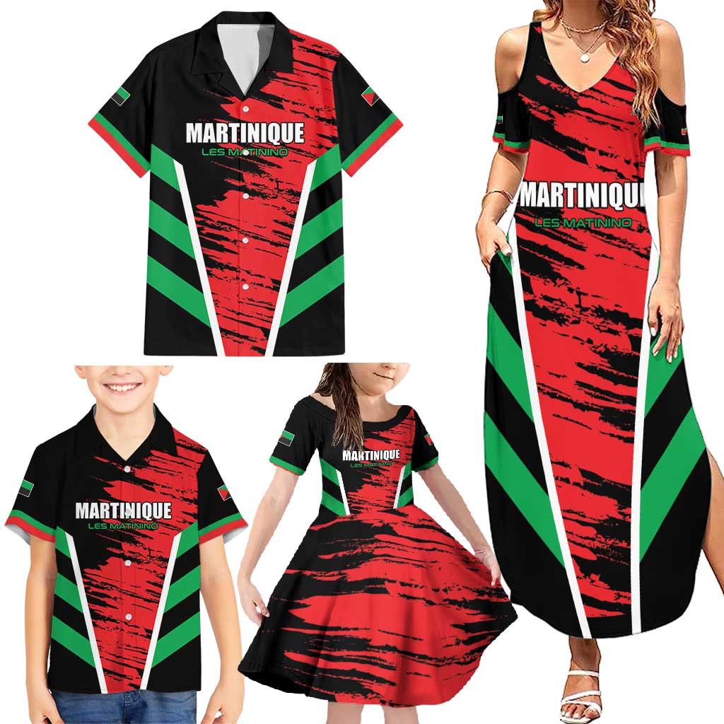 Custom Football Martinique Family Matching Summer Maxi Dress and Hawaiian Shirt Les Matinino Go Champion