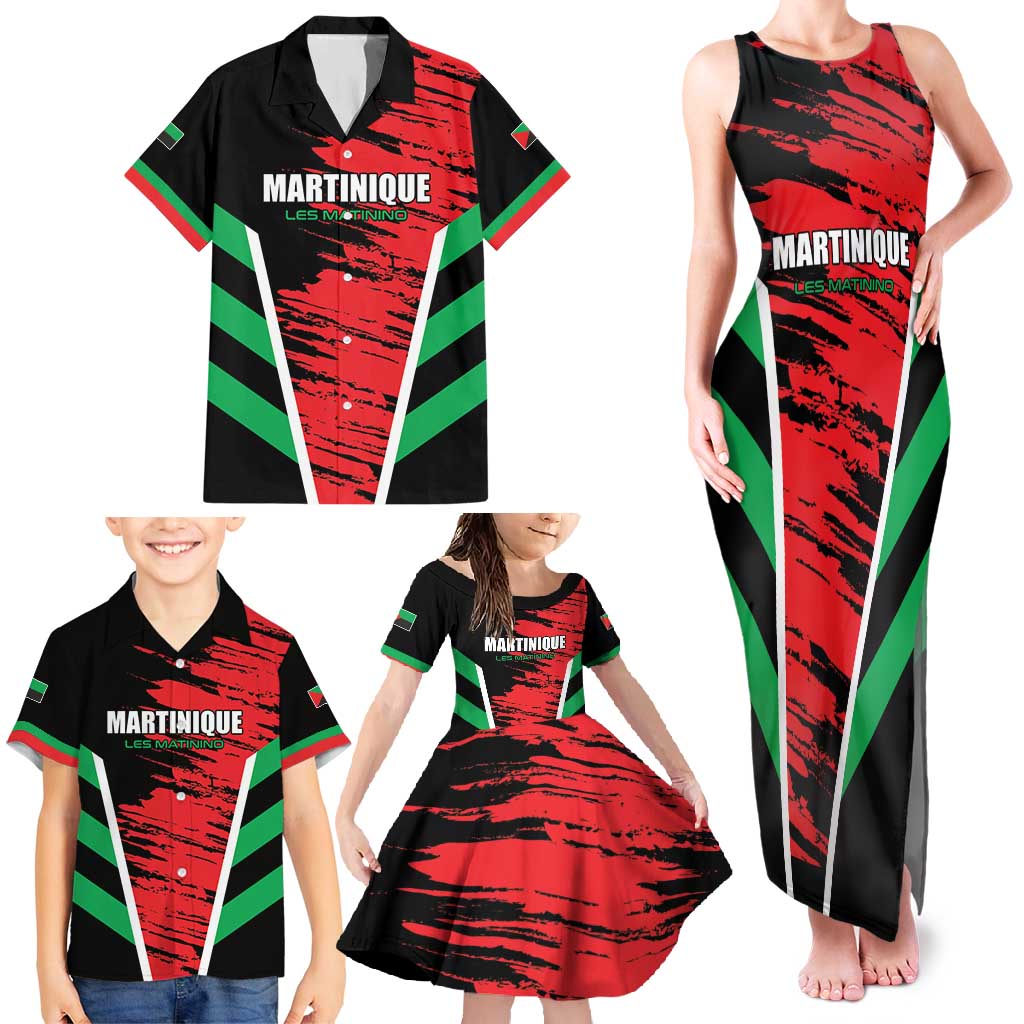 Custom Football Martinique Family Matching Tank Maxi Dress and Hawaiian Shirt Les Matinino Go Champion