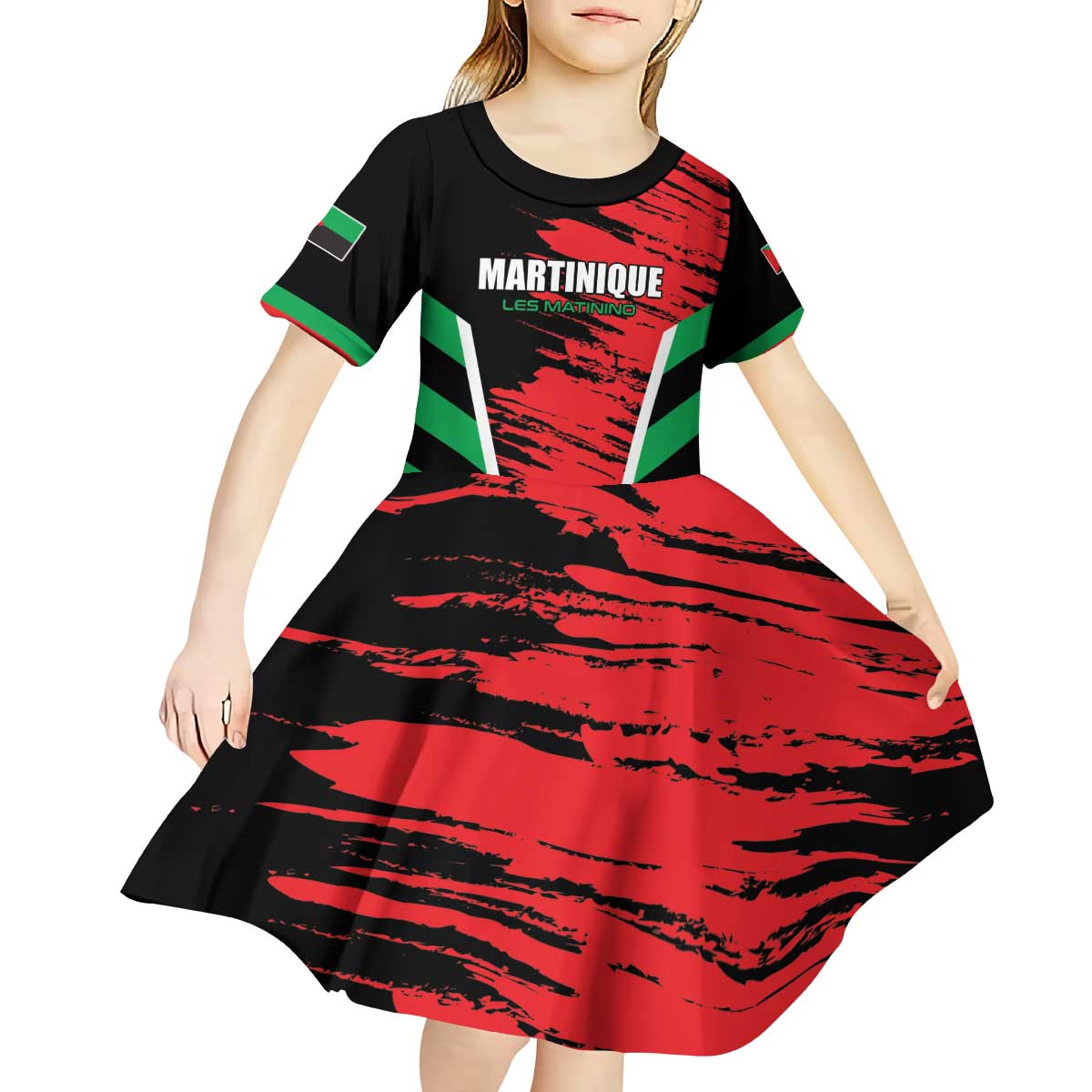 Custom Football Martinique Kid Short Sleeve Dress Les Matinino Go Champion
