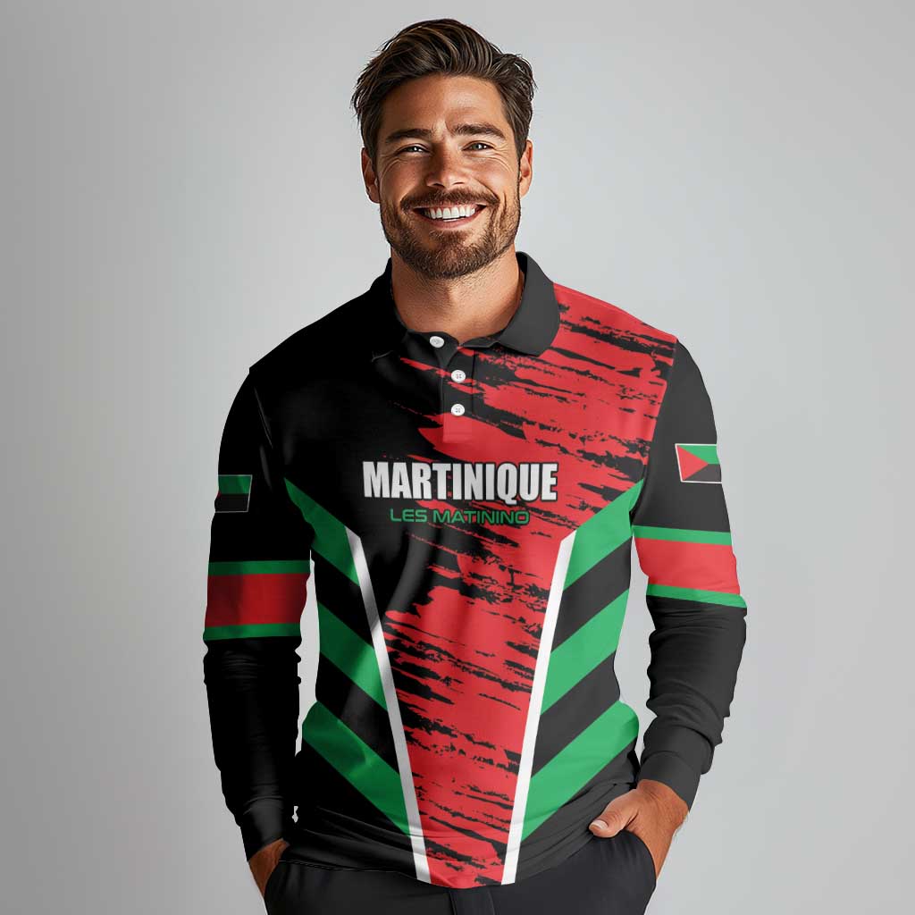 Custom Football Martinique Long Sleeve Polo Shirt Les Matinino Go Champion
