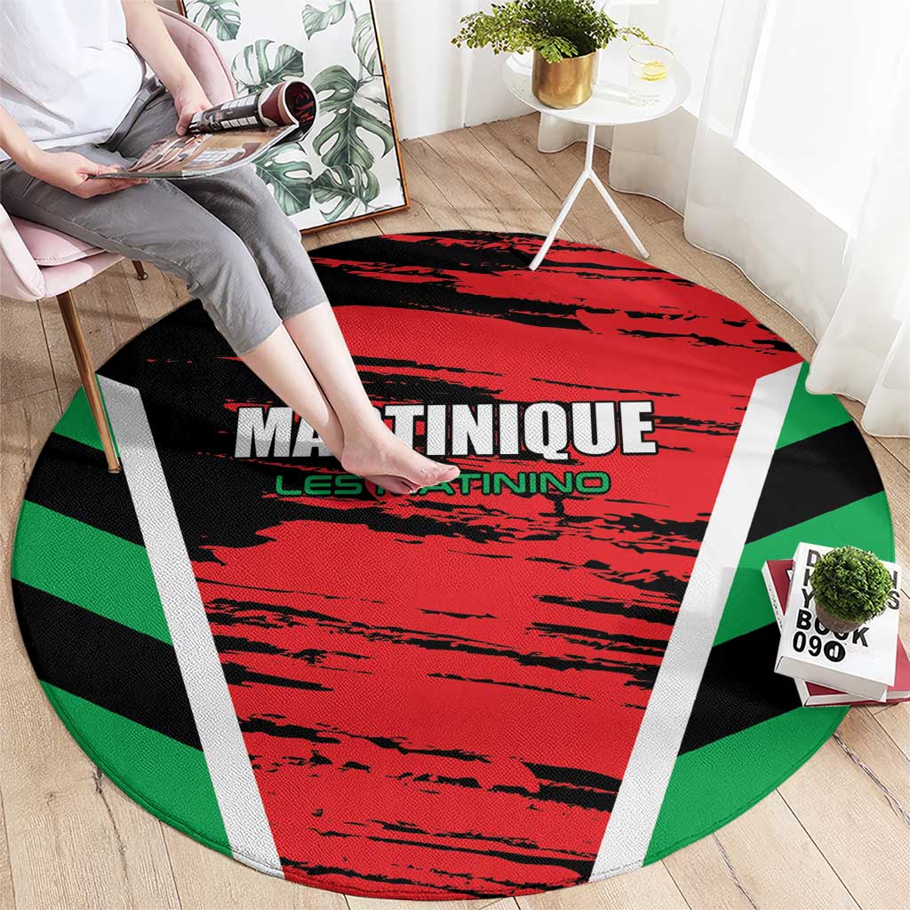 Custom Football Martinique Round Carpet Les Matinino Go Champion