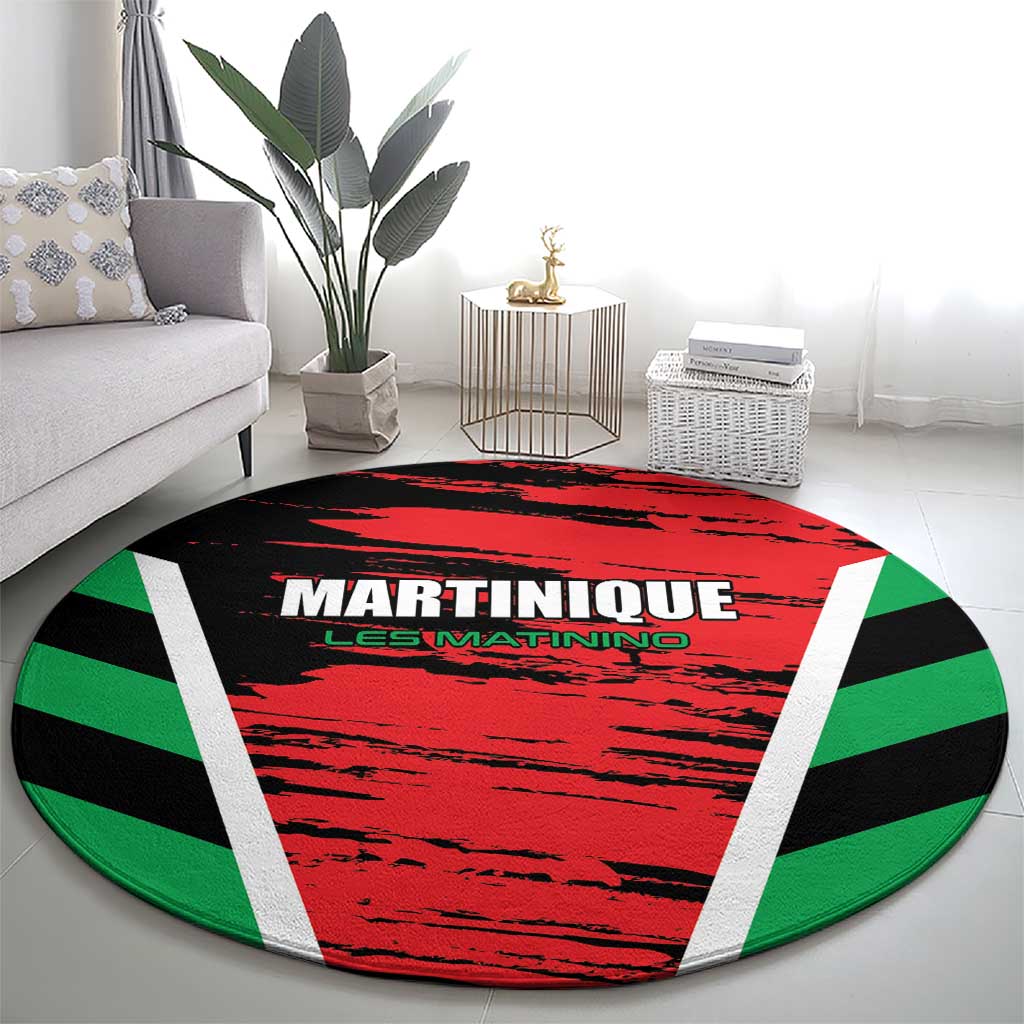 Custom Football Martinique Round Carpet Les Matinino Go Champion