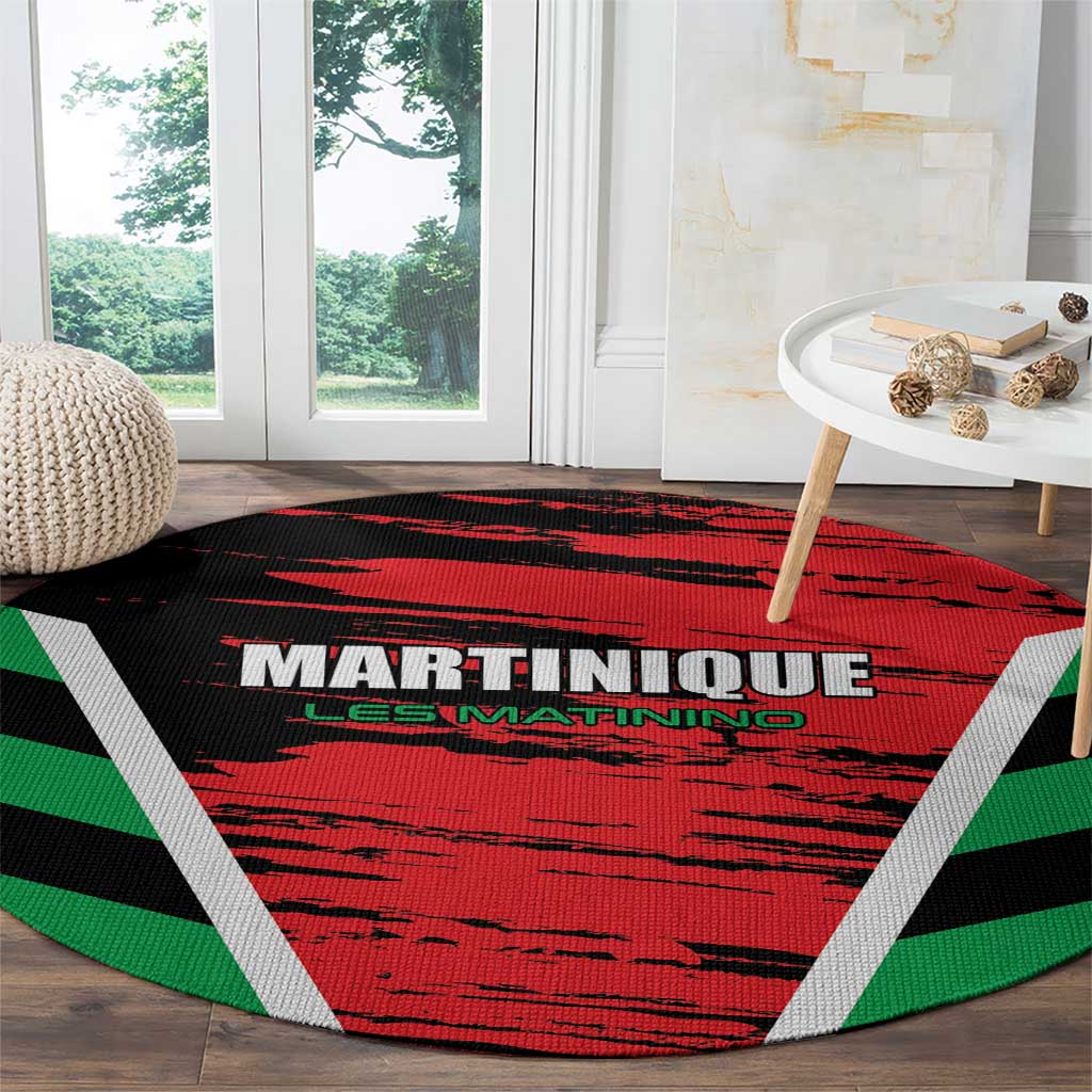 Custom Football Martinique Round Carpet Les Matinino Go Champion